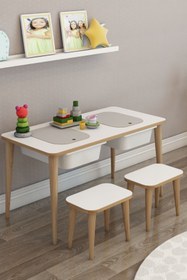 Resim moniev Çocuk Çalışma Masası Oyun Ve Etkinlik Masası Yaz Sil Çiftli Masa Tabureli 