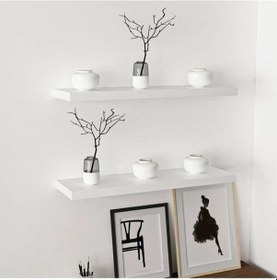 Resim Uçan Gizli Duvar Rafı 2'li Set Beyaz 