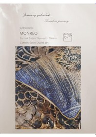 Resim Clup Cotton Çift Kişilik Pamuk Saten Nevresim Takımı Monreo Mavi Diğer 