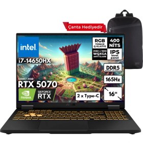 Resim Asus Tuf Gaming F16 I7-14650HX 64-Gbddr5 1 Tbssd RTX5070 (8GB-GDDR7-115W) 16" 2.5k Wqxga 165Hz Windows 10 Pro Taşınabilir Bilgisayar + Sırt Çantası FX608JPR-QT002HMF49 