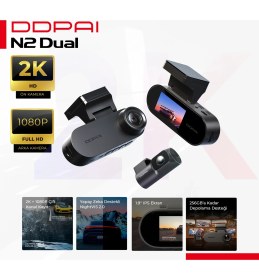Resim DDPAI N2 Dual Araç içi kamera - 2K + 1080P Çift kanal kayıt - Yapay zeka destekli NightVIS 2.0 - 1.9'' IPS Ekran 