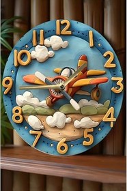 Resim Sessiz Yuvarlak Ahşap Duvar Saati Kuvars Hareketli 3D Görünümlü 2D Saat Sdw Çocuk Odası,Sdw157 33 X 
