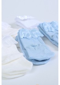 Resim Baby Shez Pamuklu 6'lı Yenidoğan Melek Kanatlı Bebek Çorap Mavi 