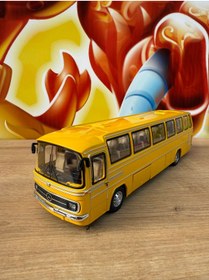 Resim scntoys Mercedes Benz Diecast Otobüs Eski Nostaljik Mercedes Şehirler Arası Otobüs Sesli Açılan Kapılar 25CM 
