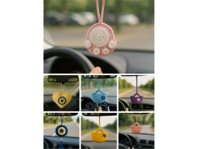 Resim Amigurumi Araba Dikiz Aynası Süsü & Anahtarlık & Çanta Askısı – % 100 El Örgüsü Kedi Patisi 