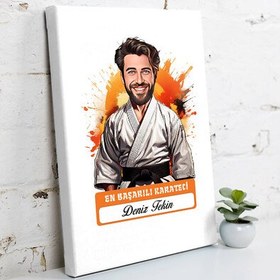 Resim Karikatürlü En Başarılı Erkek Karateci Kanvas Tablo 