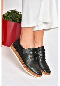 Resim Fox Shoes P555004703 Siyah Bağcıklı Hakiki Deri Günlük Kadın Ayakkabı Siyah-hakiki Deri Siyah 