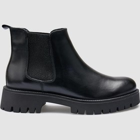 Resim %100 Hakiki Deri Siyah Kadın Günlük Bot Siyah 