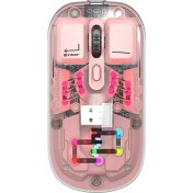 Resim Everest SM-BT89 Opal Şarj Edilebilir Sessiz Pembe Transparan Rgb 2in1 2bt ve 2.4ghz Kablosuz Mouse 