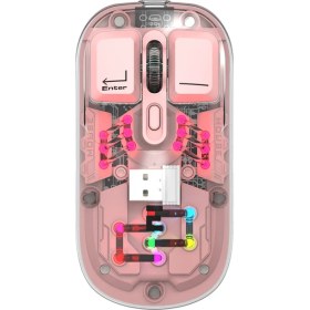 Resim Everest SM-BT89 Opal Şarj Edilebilir Sessiz Pembe Transparan Rgb 2in1 2bt ve 2.4ghz Kablosuz Mouse 