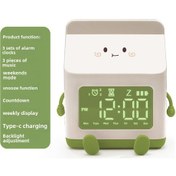 Resim Reedark Öğrenci İçin Mini Sayım Geri Alarm Saati - Yeşil Süt Kutusu Desenli Çocuk Odası Elektronik Masa Saati Beyaz 