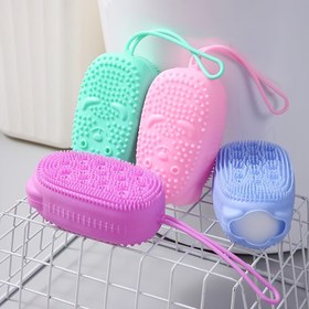 Resim 4 adet Silikon Duş Fırçası - Temizlik ve Masaj Bir Arada, Banyo Deneyiminizi Geliştirin, Masaj Fırçaları|Ergonomik Tasarım|Silikon Malzeme 