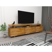 Resim WOODFACE Verona Çekmeceli Televizyon Sehpası 174x30 Doğal Ahşap Özel Tasarım 