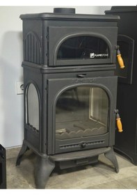 Resim Fs-024-ak Modena Lüx Oven Alttan Küllüklü 3 Camlı Kuzineli Döküm Soba 
