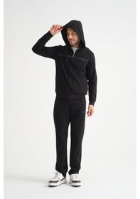 Resim Shooter Sportswear Shooter Premium Dik Yaka Rahat Form Klasik Paça Erkek Eşofman Takımı Siyah 