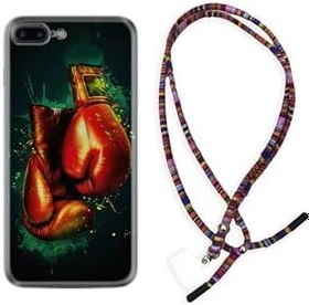 Resim kilifland Iphone 7 Plus 8 Plus Uyumlu ile Uyumlu Kılıf Rasta Ipli Boyun Askılı Desenli Silikon Boks Eldiveni 1763 
