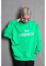 Resim Madmext Açık Yeşil Bisiklet Yaka Baskılı Oversize Kadın Sweatshirt Mg1902 Açık Yeşil 