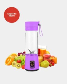 Resim Usb Şarjlı Portatif Blender 380ml Çelik 304 Bıçaklı Mobil Smoothie Maker 