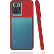 Resim Kzy Xiaomi Poco X3 Gt Kapak Lensi Açılır Kapanır Kamera Korumalı Silikon Kılıf - Kırmızı 