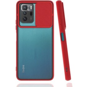 Resim Kzy Xiaomi Poco X3 Gt Kapak Lensi Açılır Kapanır Kamera Korumalı Silikon Kılıf - Kırmızı 