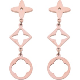 Resim Modamugo Çelik Üç Çiçekli Sallantılı Halka Küpe - Rose 