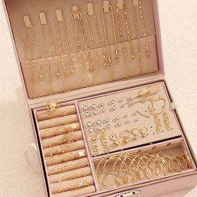 Resim 80 Parça Kadınlar İçin Şık Yapay Kristal Takım Seti Kalp şeklinde Saklama Kabı ile - Bohem & Retro Tarzda Pastel Pembe ve Altın Tonlarıyla Kolyeler, Büyüler, Çekmeceliğe Uyan Zarif Günlük Mutfak Eşyalari Hediye Toplaması, 80. Yaş İncileri iki yüzük çekmece seti, 8. Dozu kristal ışık çıkartmalar, 9. Dizgi tatil aksesuarlary 