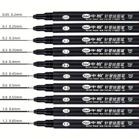 Resim 1 adet/8 adet/10 adet Siyah Kontur Çizim Kalemleri, Su Geçirmez, Solmaz, Pürüzsüz Mürekkep, Çeşitli Çaplı 0.05mm-1.2mm, Komikslar, Eskizler, Kaligrafi, Sanat Boyama, Dayanıklı Plastik Malzeme, Sanatçılar ve Tutkunlar için Mükemmel 