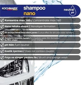 Resim Nano Cilalı Oto Şampuanı – 1:60 Konsantre pH Nötr – Seramik Kaplama ve PPF Uyumlu, Nano Teknoloji Lotus Etkisi, Kostiksiz Profesyonel Araç Yıkama Şampuanı (1 Litre) 