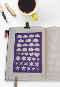 Resim Karmelom Studio Bullet Journal Şekilli Çizim Şablon Cetvel - Bulut, Kalp ve Çiçek Desenli Çizim Aracı 