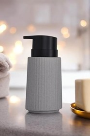 Resim New Max Premium Serisi 300 ML Sıvı Sabunluk Pompalı Çizgili Seramik Sıvı Sabunluk Dispencer Gri 