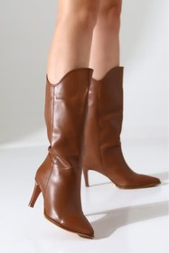 Resim Pamuks Shoes Oval Konçlu Taba Çizme 