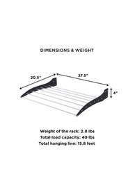 Resim Roma 70 cm 7 Gözlü Çamaşır Kurutma Askısı Duvara Monte Katlanabilir Kurutmalık Beyaz 