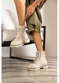 Resim Shoetek Sophie Kadın Bot&bootie Ekoseli Triko Postal Bej Süet Bej Süet 