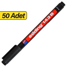 Resim Edding 143B Permanent Asetat Kalemi B Uç 50 Adet - Siyah (5 Kutu) 