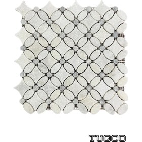 Resim Tuqco Flower Muğla Beyazı - Gümüş Eskitme Mermer Mozaik 