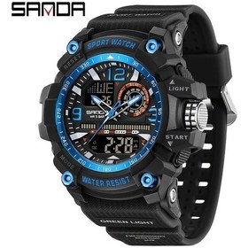 Resim Gaojunshop01 Siyah Mavi Sanda Erkekler İçin Lüks Spor Saati Büyük Kadranlı Kronograf Ve Alarm Diğer 