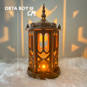 Resim Özbience 28 cm Orta Boy Kahverengi Ramazan Feneri, Pille Çalışır, Aç/kapa Düğmeli 