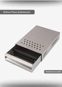 Resim Kahve Posa Çekmecesi Paslanmaz Kahve Posa Tablası Çelik Kahve Posa Atık Kutusu Krom 