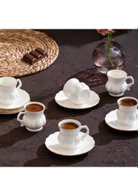 Resim Perotti 4311 Emery 12 Parça Yaldızlı Porselen Kahve Fincan Takımı 