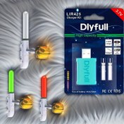 Resim 2/3 adet Çubuk Ucu Işık + LIR425 Şarj Edilebilir Pil Şarj Cihazı Kiti Gece elektronik balık avı için kullanılır; kanca tespiti, renk değiştiren uçlar, dökme, deniz çubukları, floresan gece parlayan çubuklar ve kıyı balıkçılığı alarmı ışıldayan yüzer seti 