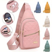 Resim Eonothem Kadın Hafif Göğüs Çantası - Ayarlanabilir Askı, Fermuarlı, Seyahat, İş ve Fitness için Çoklu Cep Tasarımı, Siyah, Pembe, Mavi, Mor, Sarı, Rahat Argyle Desen, Spor Çantası 