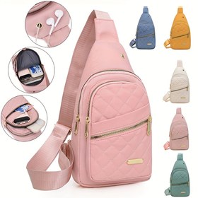 Resim Eonothem Kadın Hafif Göğüs Çantası - Ayarlanabilir Askı, Fermuarlı, Seyahat, İş ve Fitness için Çoklu Cep Tasarımı, Siyah, Pembe, Mavi, Mor, Sarı, Rahat Argyle Desen, Spor Çantası 