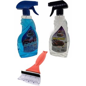 Resim eryatex Oto Cam Buz Çözücü Sprey (500 ml) + Araç Buğu Önleyici (500 ml)+ Araba Buz Kazıyıcı Oto 3’lü Kış Set 