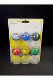 Resim 724 AUTO Araç Içi Aksesuar - Vantuzlu Pusula Seti Orta Boy 6'lı Nostalji Renkli 