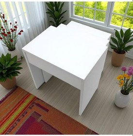 Resim 3'lü Zigon Sehpa Beyaz Asıl Beyaz 