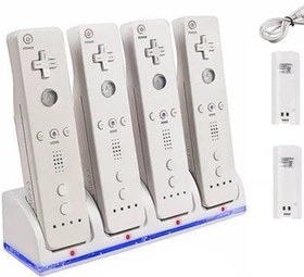 Resim Kavolet Wii için Şarj İstasyonu, 4 Adet 2800 mAh Şarj Edilebilir Hücre ve Hücre Şarj İstasyonu, Uzaktan Kumanda Şarj İstasyonu, Wii Uzaktan Anahtar Aksesuarı için Şarj İstasyonu 