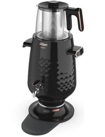 Resim Arzum AR3083 Ehlikeyf Elektrikli Semaver Çay Makinesi 3.5L 2200W Cam Demlik Otomatik Sıcak Tutma - Siyah 
