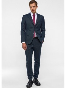 Resim Süvari Lacivert Slim Desenli Mono Yaka 6 Drop Takım Elbise 