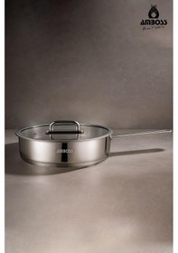 Resim Nova Paslanmaz Çelik Cam Kapaklı Tava 22x5 Cm 