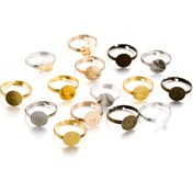 Resim 20 adet/lot Alaşım Yüzük Tabanı Minimalist 5 Renk 10mm Ayarlanabilir Yüzük Tabanları Cabochon Boş DIY Yüzük Aksesuarları 